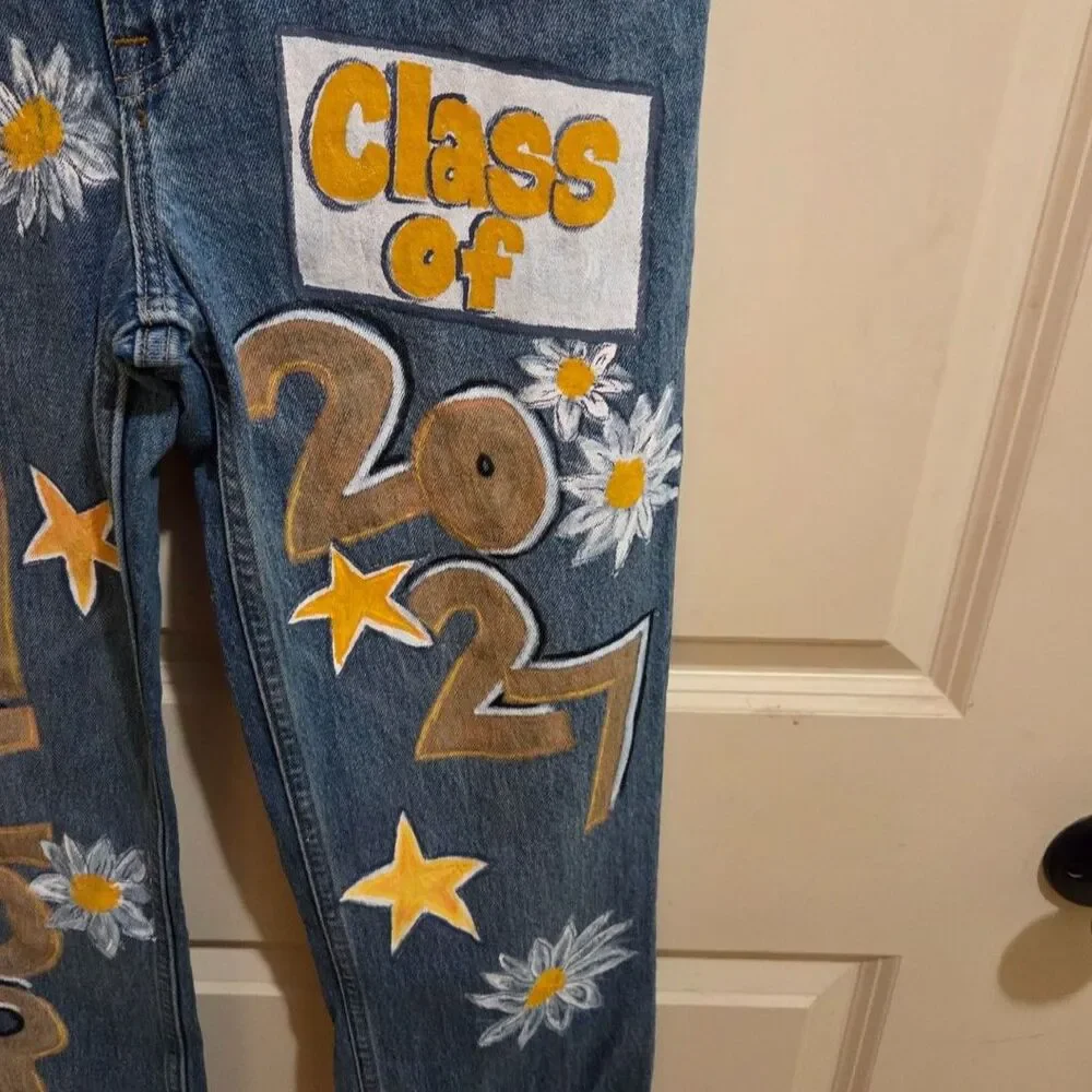 Senior Jeans - Size 26/2 R - Abercrombie & Fitch Jeans - hand painted/upcycled - Picture 5 of 7